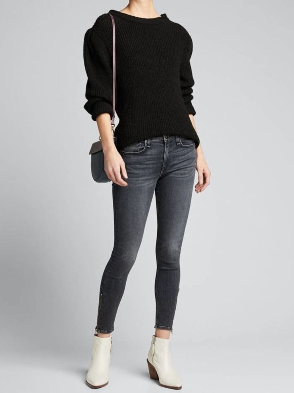 RAG & BONE Cate Mid-Rise Ankle Skinny Jeans w/ Zipper Ankle Cuff | Size 26